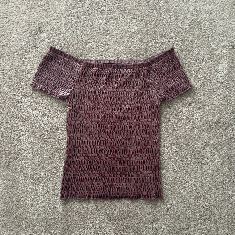 Aeropostale Off the Shoulder Velvet Top